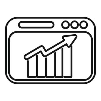 Web browser showing business growth analytics chart vector