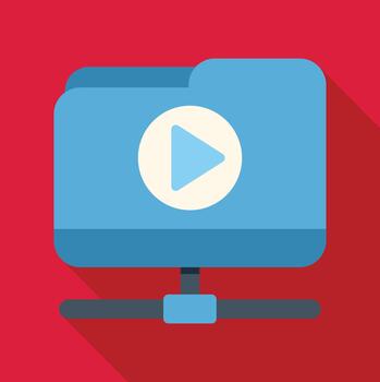 Sharing media folder with play button icon vector