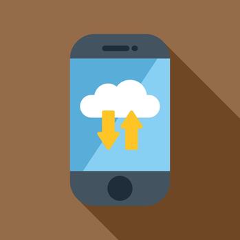 teléfono inteligente nube informática datos transferir subiendo descargando vector