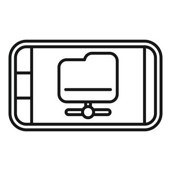 Smartphone displaying network shared folder icon outline vector