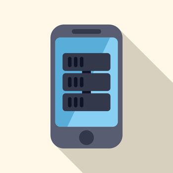 Smartphone showing server racks connecting to cloud data vector