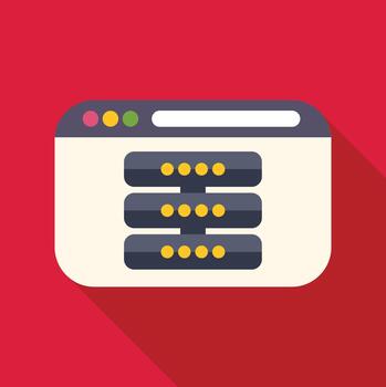 Browser window displaying database server rack icon vector