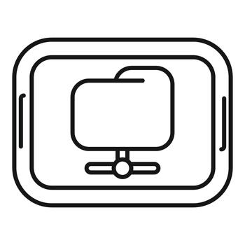Tablet sharing folder network data access icon vector