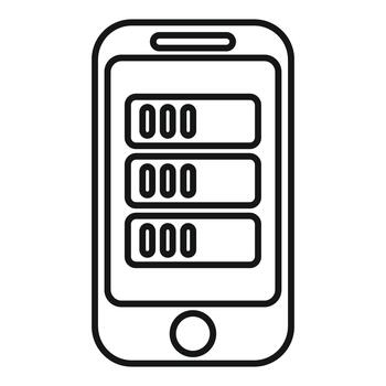 Smartphone application displaying numeric data list outline vector