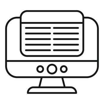 Desktop display showing document text line art vector