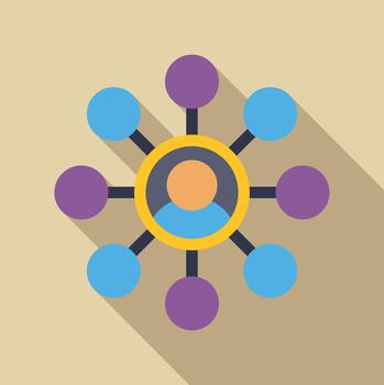 Person icon connecting to multiple network users vector