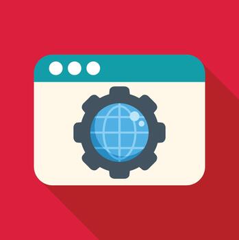 navegador ventana demostración sitio web global ajustes icono vector