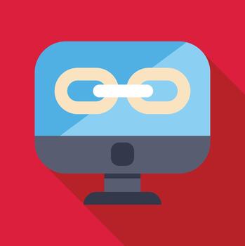 computadora monitor mostrando sitio web enlace cadena icono vector