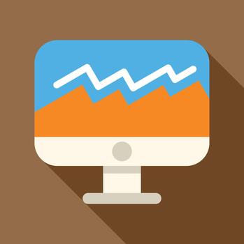 computadora monitor mostrando datos analítica gráfico plano diseño vector