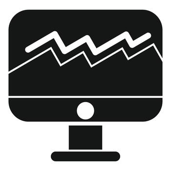 Computer monitor displaying financial data analysis icons vector