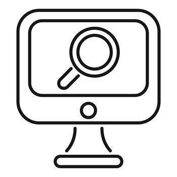 Computer monitor displaying magnifying glass icon searching online vector