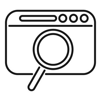 navegador ventana con aumentador vaso buscando en línea vector