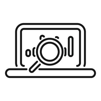 Laptop showing data analysis with magnifying glass vector