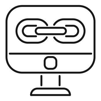 computadora monitor mostrando un web enlace icono vector