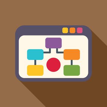 Browser window displaying website sitemap process flowchart vector