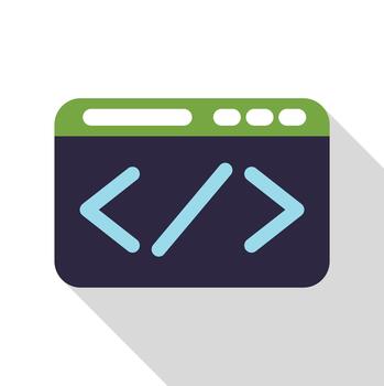 Coding symbol on browser window flat icon vector
