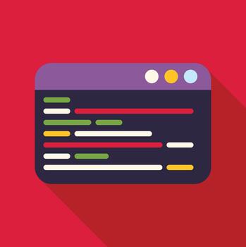 programación código navegador ventana en plano icono estilo vector