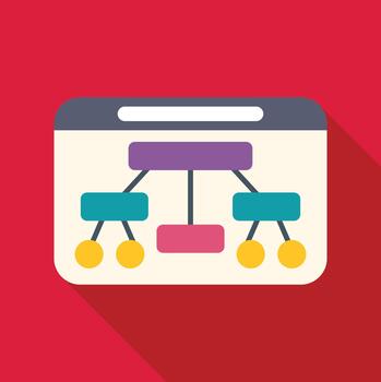 Website sitemap structure showing hierarchy organization flat icon vector