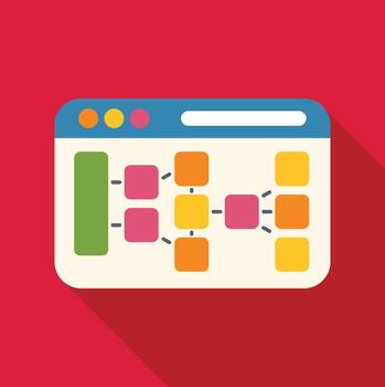 navegador ventana mostrando flujo de trabajo diagrama o diagrama de flujo vector