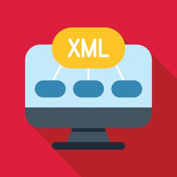Computer monitor displaying xml data sitemap structure vector