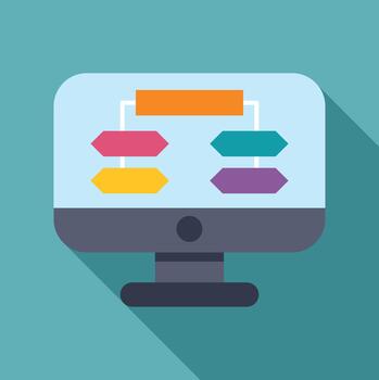 computadora monitor mostrando organizativo diagrama de flujo diagrama icono vector