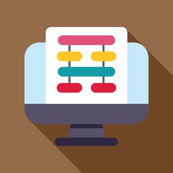 Computer monitor displaying organizational flowchart process diagram vector