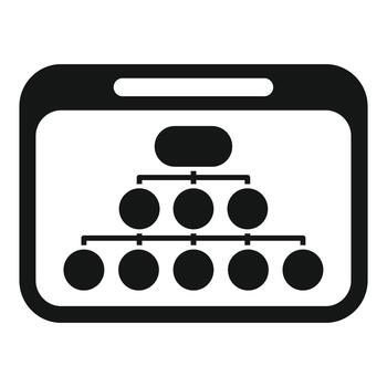 Tablet displaying organizational chart hierarchy structure icon vector
