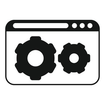 Browser window with gears icon for settings vector