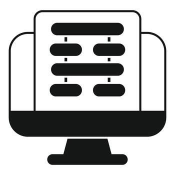 Computer monitor displaying data flowchart hierarchy diagram vector