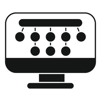computadora monitor mostrando red o datos diagrama de flujo diagrama vector