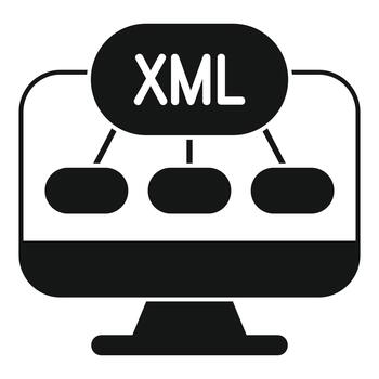 Xml data hierarchy displaying on computer monitor vector
