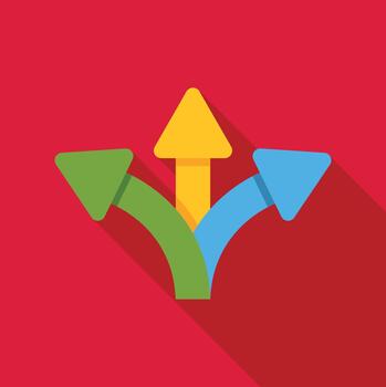 Decision point showing multiple options and paths vector