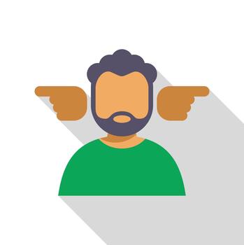 Man facing multiple directions, making important decision vector