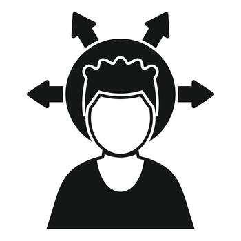 Person making decision with multiple direction arrows vector