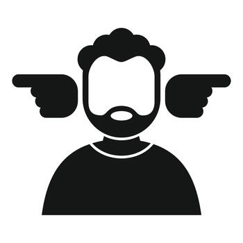 Man having dilemma pointing in two directions vector