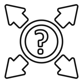 Question mark with arrows indicating multiple directions vector