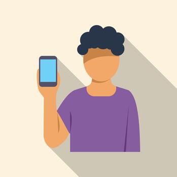 Person holding smartphone displaying empty screen app vector
