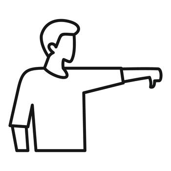 hombre señalando dedo abajo indicando dirección o culpa vector