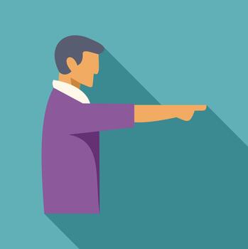 hombre señalando culpa o dirección plano diseño vector