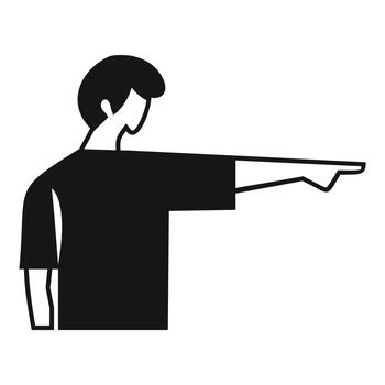 Man pointing hand in direction gesture minimal icon vector