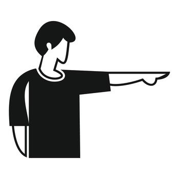 hombre gesticulando señalando dirección, sencillo negro y blanco vector