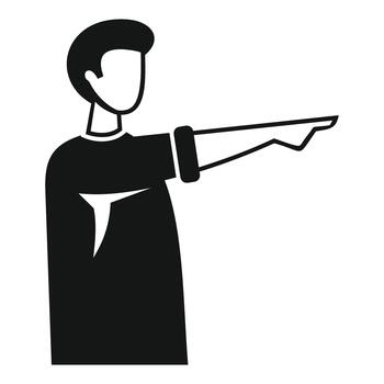 Man pointing finger providing direction instruction guidance icon vector