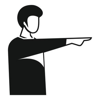 Man icon pointing finger showing direction vector