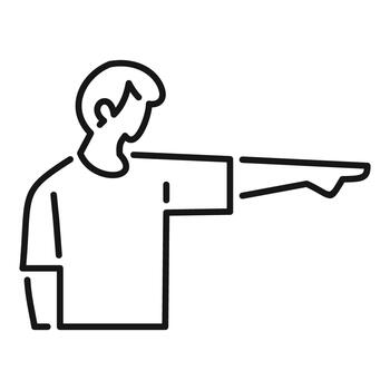 hombre señalando dirección adelante icono línea Arte vector