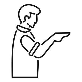 Man outlining gesture pointing communicating direction icon vector