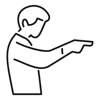 Person pointing index finger, showing direction or accusation vector