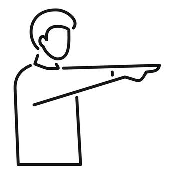Man pointing at something line icon illustration vector