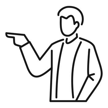 hombre señalando demostración dirección línea Arte icono vector