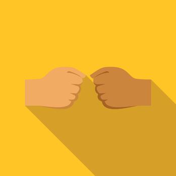 diferentemente desollado puños golpeando en amarillo antecedentes vector