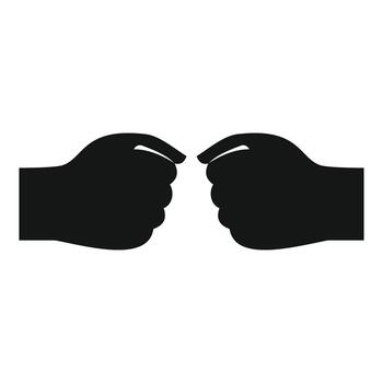 Hands connecting fingertips indicating invisible touch or link vector